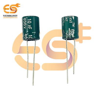 10uf / 400V Electrolytic Capacitor 10 X 13mm (Green) Pack of 5