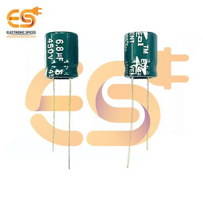 6.8uf / 450V Electrolytic Capacitor 10 X 13mm (Green) Pack of 5
