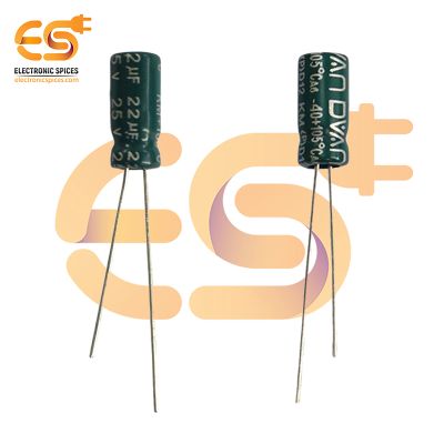 22uf / 25V Aluminum Electrolytic Capacitor 5 X 11mm (Green) Pack of 5