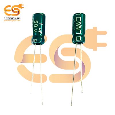 1uf / 50V Aluminum Electrolytic Capacitor 5 X 11mm (Green) Pack of 5