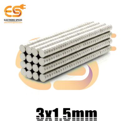 3mm x 1.5mm Strong Silver Disc Shape Neodymium Magnet Pack of 2