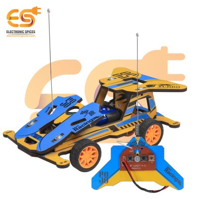 DIY Wireless Remote Control Mini Turbo Racing Car Steam Kit (Blue & Yellow)