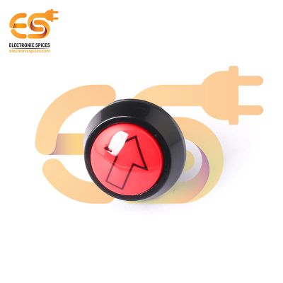 12mm Momentary Push Button Switch – Red Domed Head with Black Arrow, 1NO, Zinc Alloy, IP65