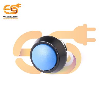 12mm Momentary Push Button Switch – Blue Domed Head, 1NO, Black Aluminum, IP65, Screw Terminal