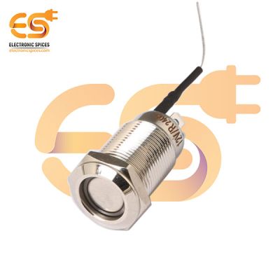 12mm Metal Push Button Switch – Red Ring LED, Flat Head, Nickel-Plated Brass, IP65, 12V