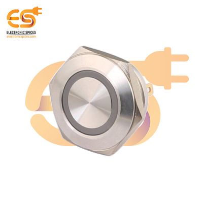 19mm Micro Travel Push Button Switch – Flat Head, Red Ring LED, 1NO, Momentary, Stainless Steel, IP67, 24V