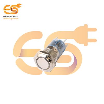 220V 16mm Push Button Switch – Flat Head | Yellow Ring LED | Nickel-Plated Brass | IP67
