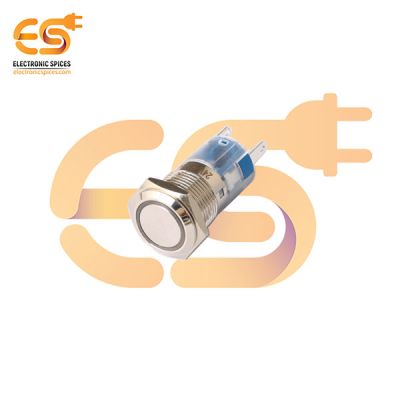 24V 16mm Push Button Switch – Flat Head | Red Ring LED | Latching | Nickel-Plated Brass | IP67