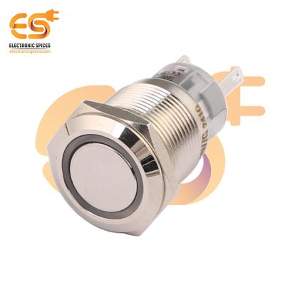 24V 19mm Metal Push Button Switch –  Green Ring LED | IP67 | Stainless Steel