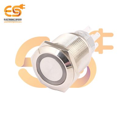 24V 22mm Push Button Switch – Red Ring LED Indicator | Stainless Steel | IP67 | Big Button Surface