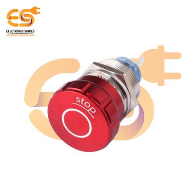 22mm Emergency Stop Switch – Flat Red Head | 1NO1NC | Without LED | Pin Terminal | IP67
