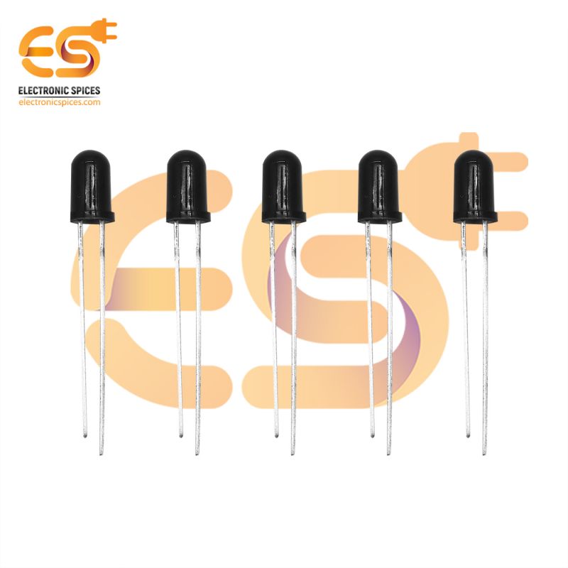 5 mm infrared receiver black color 2 pin pack of 5pcs