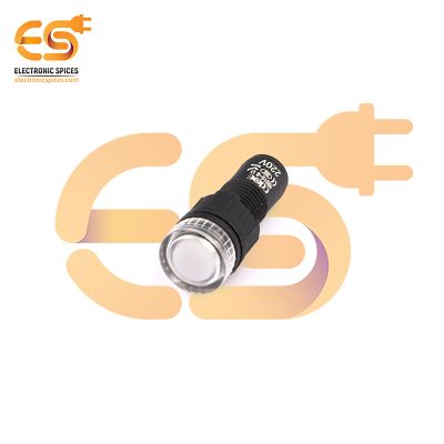 220V White Indicator Light | 8mm Panel Mount | Plastic Signal Lamp