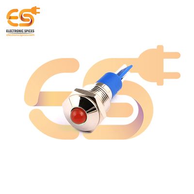 220V 10mm Red Indicator Light | Domed Head | Nickel-Plated Brass | Pin Terminal | IP67