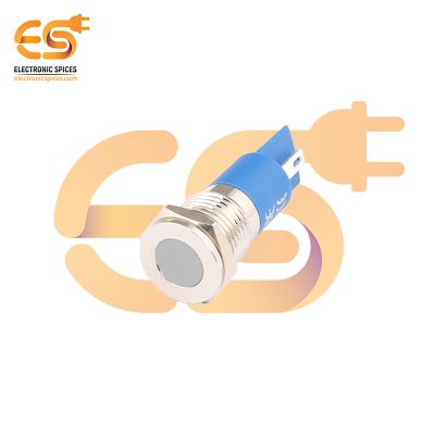 220V 12mm White LED Light | Flat Head | Nickel-Plated Brass | Pin Terminal | IP67