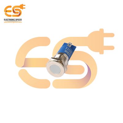 24V 12mm White LED Light | Flat Head | Nickel-Plated Brass | Pin Terminal | IP67