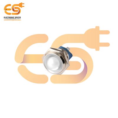 24V 16mm White LED Indicator | Domed Head | Nickel-Plated Brass | Pin Terminal | IP67