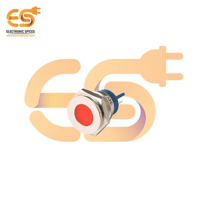 24V 16mm Red LED Indicator | Flat Head | Nickel-Plated Brass | Pin Terminal | IP67