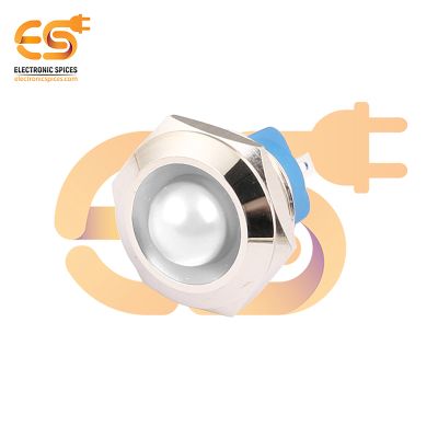 220V 19mm White LED Light | Domed Head | Nickel-Plated Brass | Pin Terminal | IP67