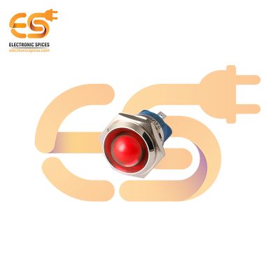 24V 19mm Red LED Light | Domed Head | Nickel-Plated Brass | Pin Terminal | IP67