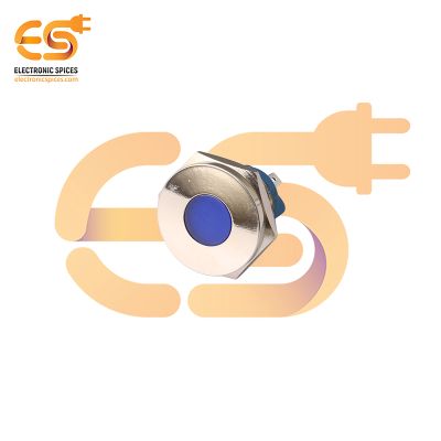 24V 19mm Blue LED Light | Flat Head | Nickel-Plated Brass | Pin Terminal | IP67