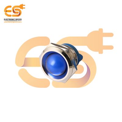 24V 22mm Blue LED Light Indicator | Domed Head | Nickel-Plated Brass | Pin Terminal | IP67