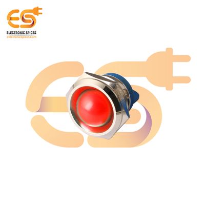 24V 22mm Red LED Light Indicator | Domed Head | Nickel-Plated Brass | Pin Terminal | IP67