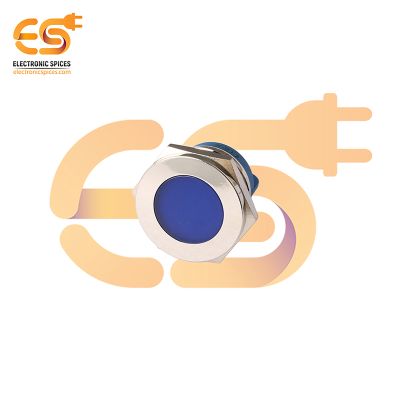 24V 22mm Blue LED Light Indicator | Flat Head | Nickel-Plated Brass | Pin Terminal | IP67