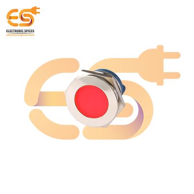 24V 22mm Red LED Light Indicator | Flat Head | Nickel-Plated Brass | Pin Terminal | IP67