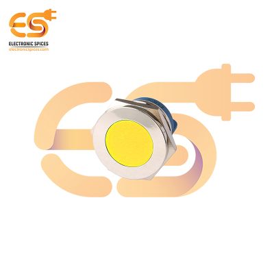 24V 22mm Yellow LED Light Indicator | Flat Head | Nickel-Plated Brass | Pin Terminal | IP67