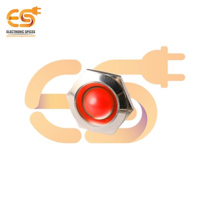 24V 25mm Red LED Light Indicator | Domed Head | Nickel-Plated Brass | Pin Terminal | IP67