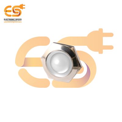 24V 25mm White LED Light Indicator | Domed Head | Nickel-Plated Brass | Pin Terminal | IP67