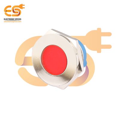 220V 25mm Red LED Light Indicator | Flat Head | Nickel-Plated Brass | Pin Terminal | IP67