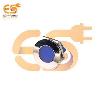 24V 25mm Blue LED Light Indicator | Flat Head | Nickel-Plated Brass | Pin Terminal | IP67