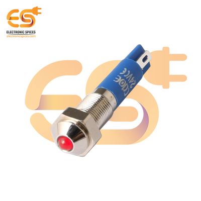 24V 6mm Red LED Light Indicator | Domed  Head | Nickel-Plated Brass | Pin Terminal | IP67