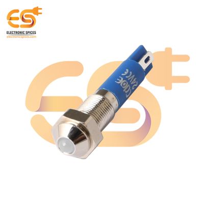 24V 6mm White LED Light Indicator | Domed  Head | Nickel-Plated Brass | Pin Terminal | IP67