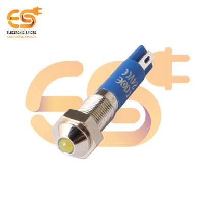 24V 6mm Yellow LED Light Indicator | Domed  Head | Nickel-Plated Brass | Pin Terminal | IP67