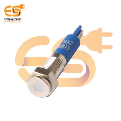 24V 6mm White LED Light Indicator | Flat Head | Nickel-Plated Brass | Pin Terminal | IP67