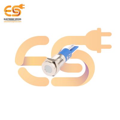 220V 8mm White LED Light Indicator | Flat Head | Nickel-Plated Brass | Pin Terminal | IP67