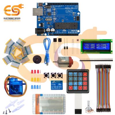 Basic Project Starter Kit Compatible with Arduino IDE & Uno R3 | DIY Electronics Kit (127 Item)