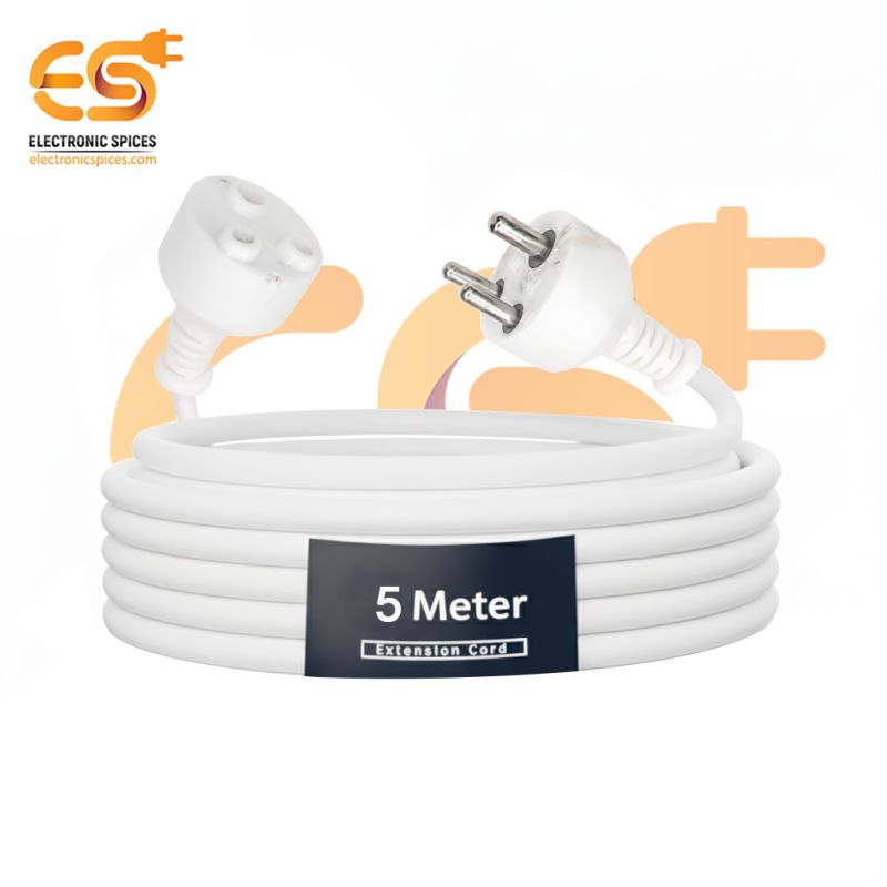 Male-Female Extension Wall Cord Cable | 3-Pin 5-Meter PVC | Suitable for Computers