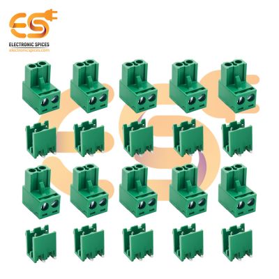 Male and Female pair of 2 pin 5.08mm pitch pluggable terminal block connectors pack of 10 pair (2EDGR-5.08-2P and 2EDGK-5.08-2P)