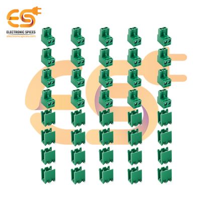 Male and Female pair of 2 pin 5.08mm pitch pluggable terminal block connectors pack of 20 pair (2EDGR-5.08-2P and 2EDGK-5.08-2P)