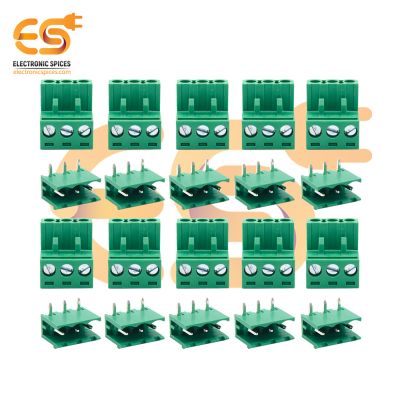 Male and Female pair of 3 pin 5.08mm pitch pluggable terminal block connectors pack of 10 pair (2EDGR-5.08-3P and 2EDGK-5.08-3P)