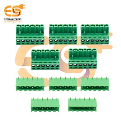 Male and Female pair of 6 pin 5.08mm pitch pluggable terminal block connector pack of 5 pair (2EDGR-5.08-6P and 2EDGK-5.08-6P)
