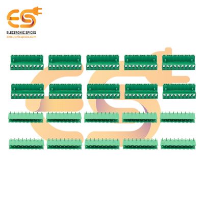 Male and Female pair of 9 pin 5.08mm pitch pluggable terminal block connectors pack of 10 pair (2EDGR-5.08-9P and 2EDGK-5.08-9P)