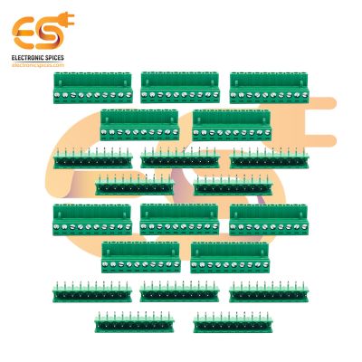 Male and Female pair of 10 pin 5.08mm pitch pluggable terminal block connectors pack of 10 pair (2EDGR-5.08-10P and 2EDGK-5.08-10P)