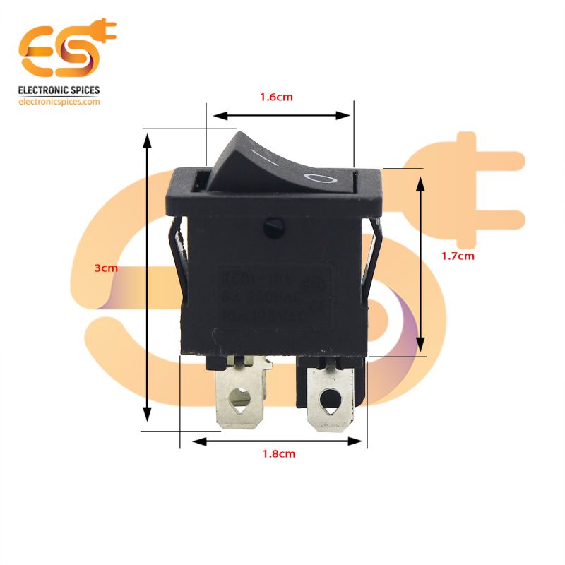 KCD1-104 6A 250V AC black color 4 pin DPDT small plastic rocker switches pack of 10pcs