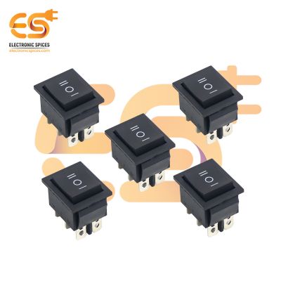 KCD4 10A 250V AC black color 6 pin DPCO Heavy duty plastic rocker switches pack of 5pcs
