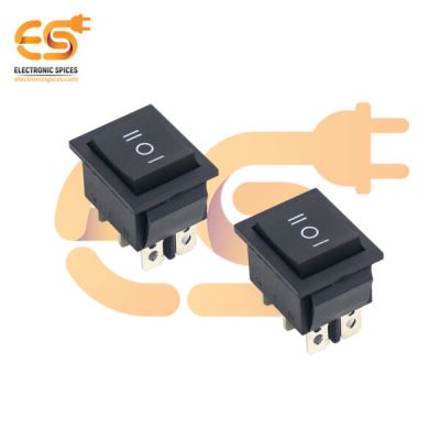 KCD4 15A to 30A 250V black color 6 pin DPCO momentary Heavy duty plastic rocker switch pack of 2pcs